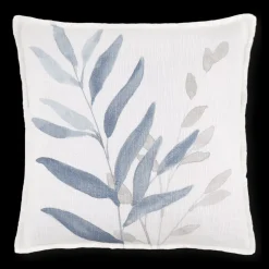 Bouclair Auriel Blue & Beige Flora Decorative Pillow* Decorative Throw Pillows