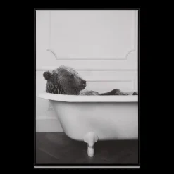 Bouclair Bear in Bathtub Printed Framed Canvas* Printed & Photography Wall Art Canvases