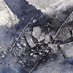 Bouclair Beige & Blue Cluster Oil Painting* Mixed Media Art