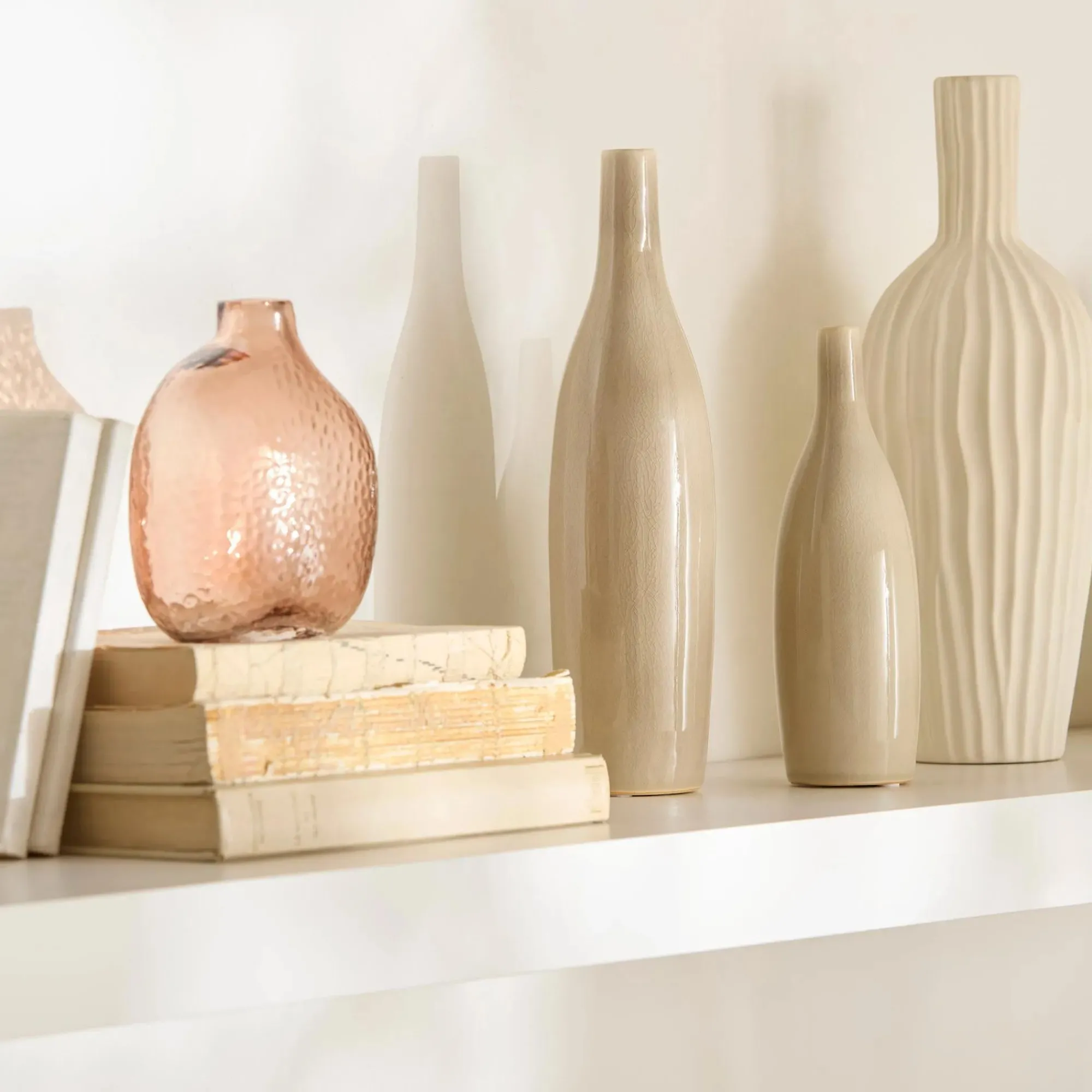 Bouclair Beige Ceramic Vase* Modern Decorative Vases|Home Decorative Items & Objects