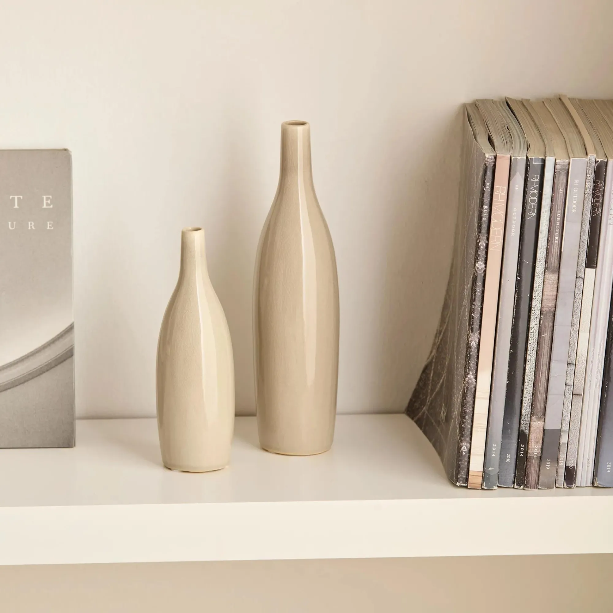 Bouclair Beige Ceramic Vase* Modern Decorative Vases|Home Decorative Items & Objects