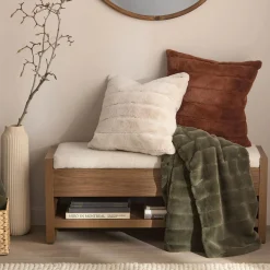 Bouclair Beige Cougar Faux Fur Throw Pillow* Decorative Throw Pillows