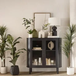 Bouclair Black Buffet with Glass Doors* Furniture Accessories|Buffet Tables & Credenzas