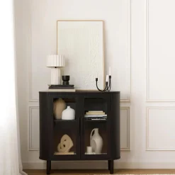 Bouclair Black Buffet with Glass Doors* Furniture Accessories|Buffet Tables & Credenzas