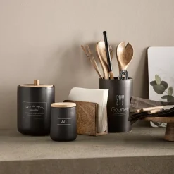 Bouclair Black Ceramic Garlic Container* Dinnerware|Kitchen & Dining Accessories