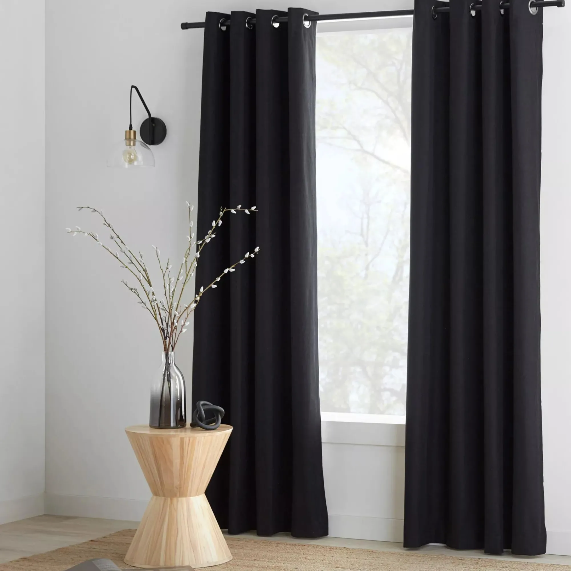 Bouclair Black Chita Blackout Curtain* Sheer Curtains & Window Sheer Panels|Blackout Window Curtains