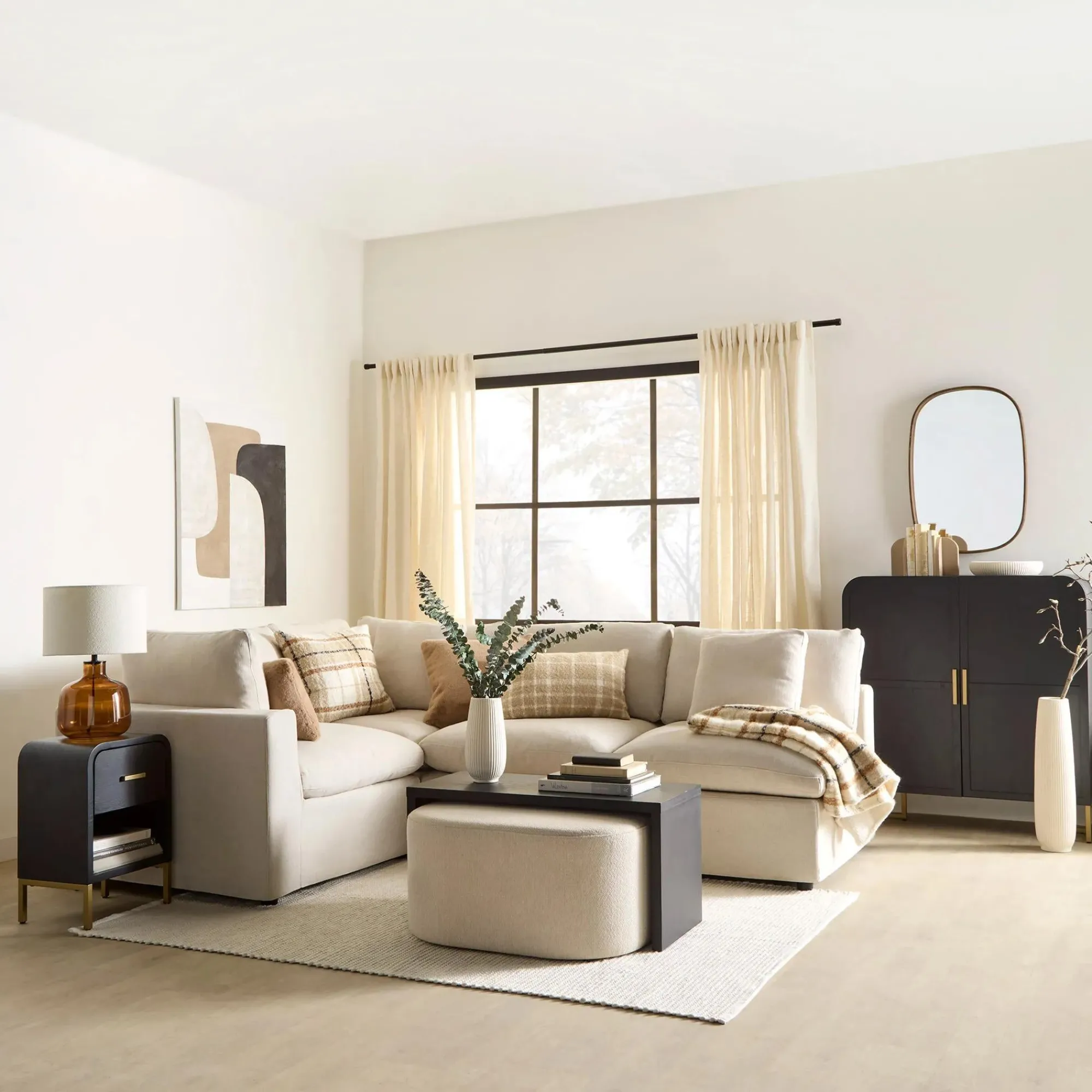 Bouclair Black Coffee Table with Ottoman* Coffee Tables|Coffee Tables & Side Tables