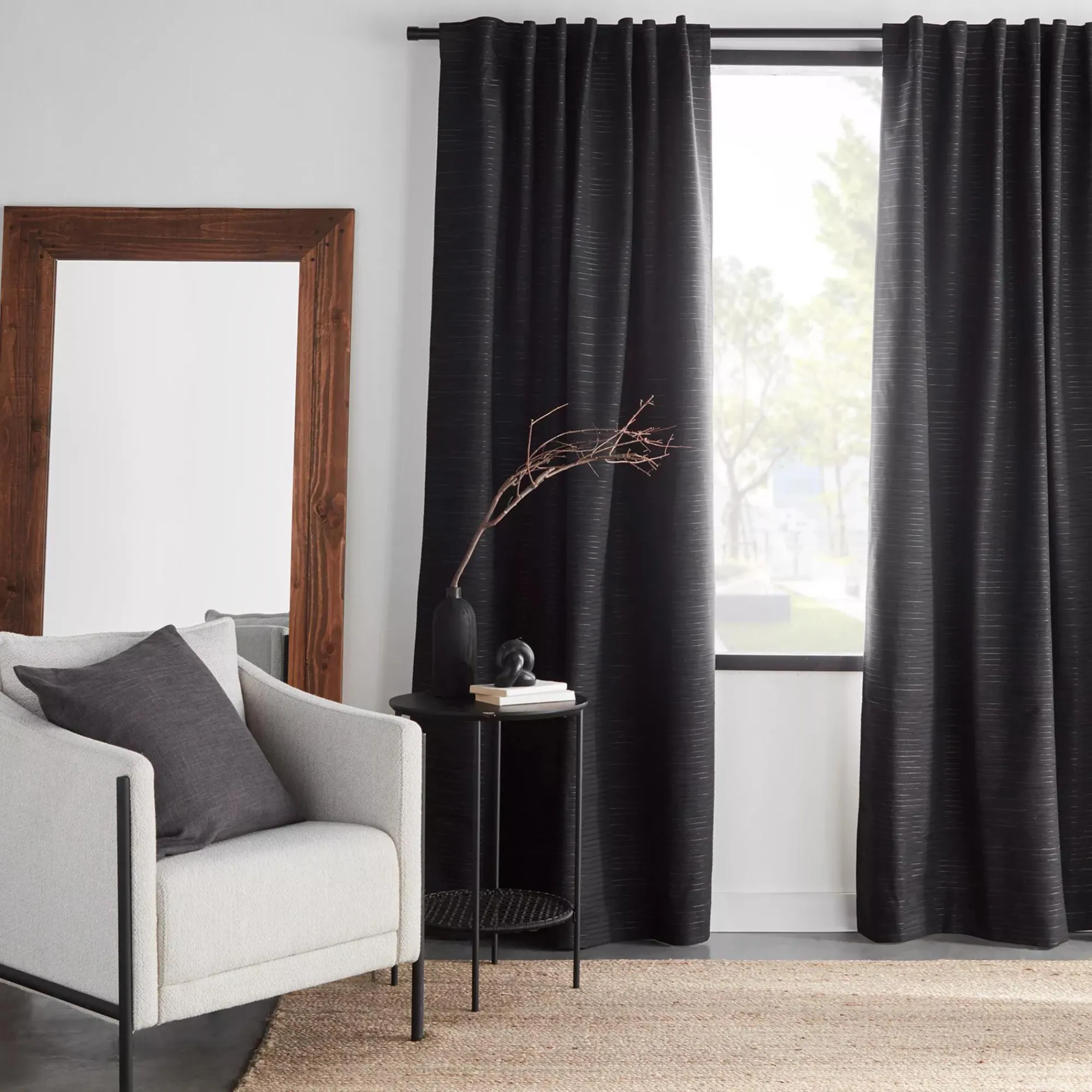 Bouclair Black Dayni Blackout Back-Tab Curtain* Sheer Curtains & Window Sheer Panels|Blackout Window Curtains