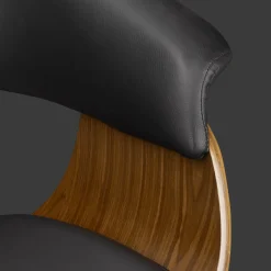 Bouclair Black Faux Leather and Walnut Chair* Furniture Accessories|Dining Chairs