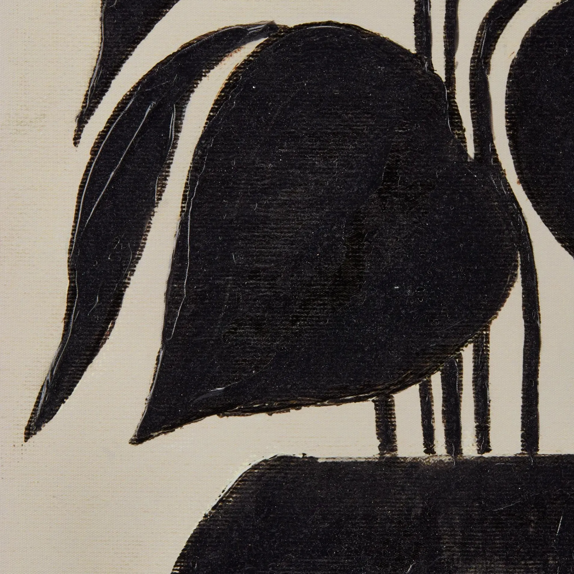 Bouclair Black Leaf in a Vase Framed Art* Oil Paintings