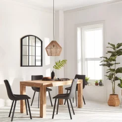 Bouclair Black Textured Faux Leather and Metal Dining Chair* Furniture Accessories|Dining Chairs