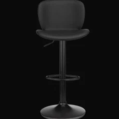 Bouclair Black Textured Faux Leather & Metal Adjustable Bar Stool* Furniture Accessories|Bar & Counter Stools