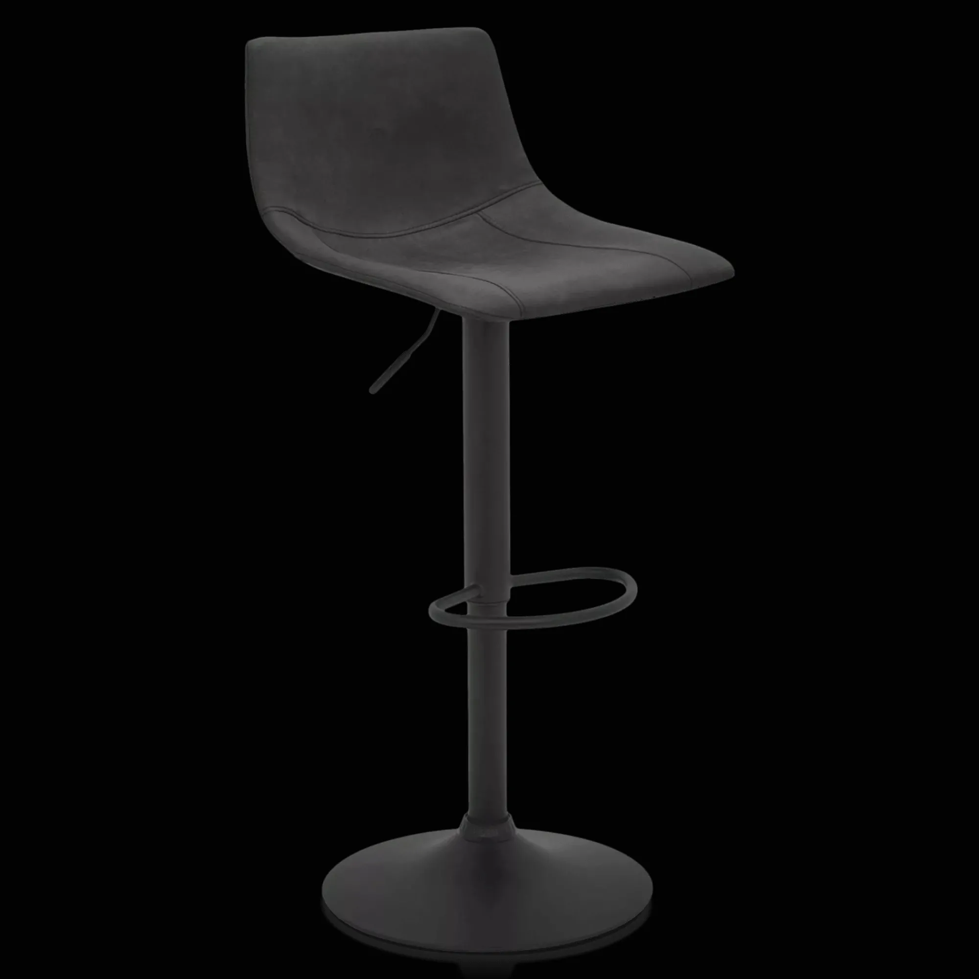 Bouclair Black Textured Faux Leather & Metal Adjustable Bar Stool* Furniture Accessories|Bar & Counter Stools