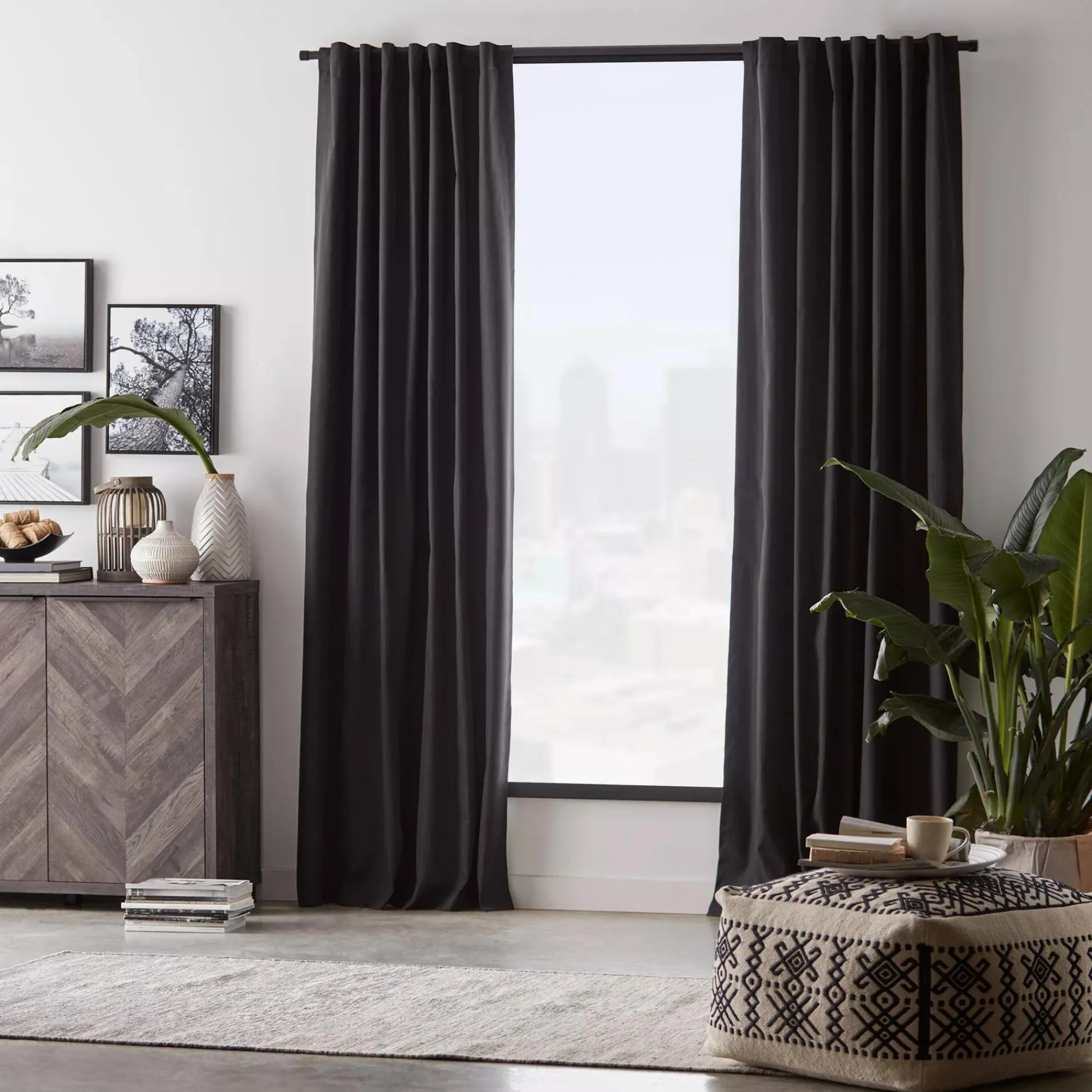 Bouclair Black Vence Blackout Curtain with Hidden Back Tab* Sheer Curtains & Window Sheer Panels|Blackout Window Curtains