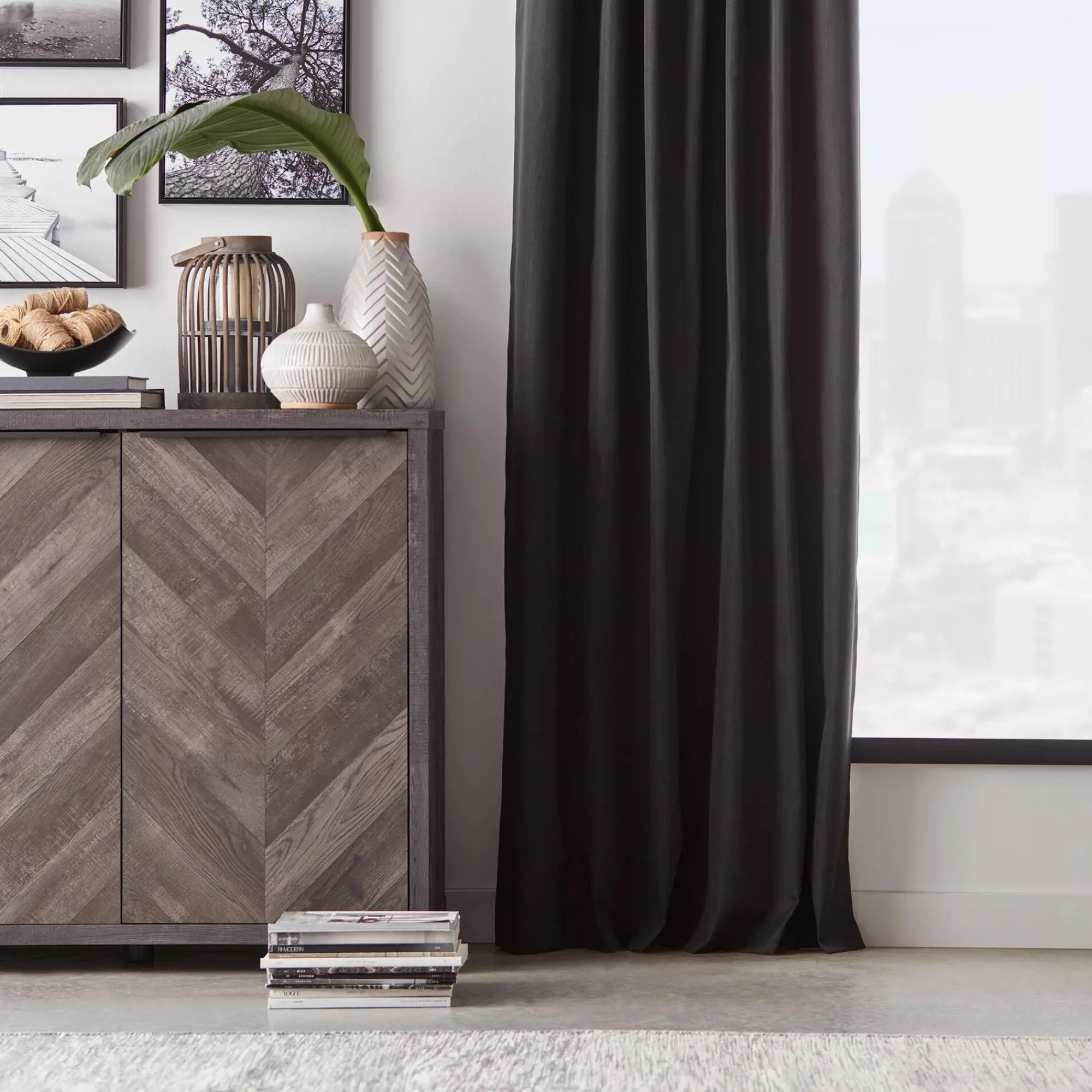 Bouclair Black Vence Blackout Curtain with Hidden Back Tab* Sheer Curtains & Window Sheer Panels|Blackout Window Curtains