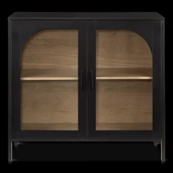 Bouclair Black Wooden Buffet with Glass Doors* Furniture Accessories|Buffet Tables & Credenzas