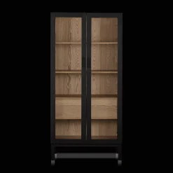 Bouclair Black Wooden Buffet with Glass Doors* Furniture Accessories|Buffet Tables & Credenzas