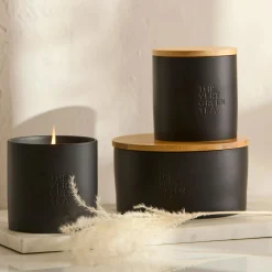 Bouclair Green Tea Candle with Wooden Lid* Candles & Candle Stick Holders