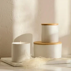 Bouclair Green Tea Candle with Wooden Lid* Candles & Candle Stick Holders