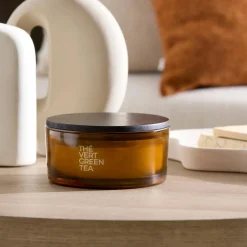 Bouclair Green Tea Candle with Wooden Lid* Candles & Candle Stick Holders