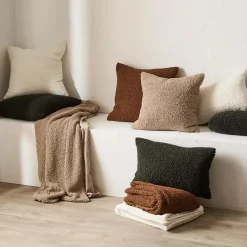 Bouclair Brown Doodle Boucle Decorative Throw Pillow* Decorative Throw Pillows