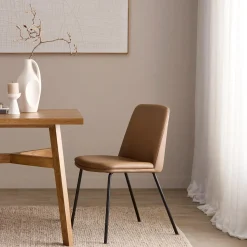 Bouclair Brown Faux Leather and Metal Dining Chair* Furniture Accessories|Dining Chairs