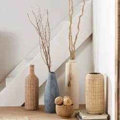 Bouclair Ceramic Floor Vase with Beaded Tassels* Modern Decorative Vases|Home Decorative Items & Objects