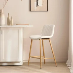 Bouclair Chita Fabric and Metal Bar Stool* Furniture Accessories|Bar & Counter Stools