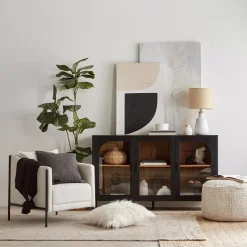 Bouclair 3-Door Black Wooden Buffet* Furniture Accessories|Buffet Tables & Credenzas