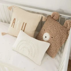 Bouclair Emery Brown Teddy Throw Pillow* Nursery Throw Pillows