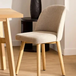Bouclair Fabric and Natural Wood Dining Chair* Furniture Accessories|Dining Chairs