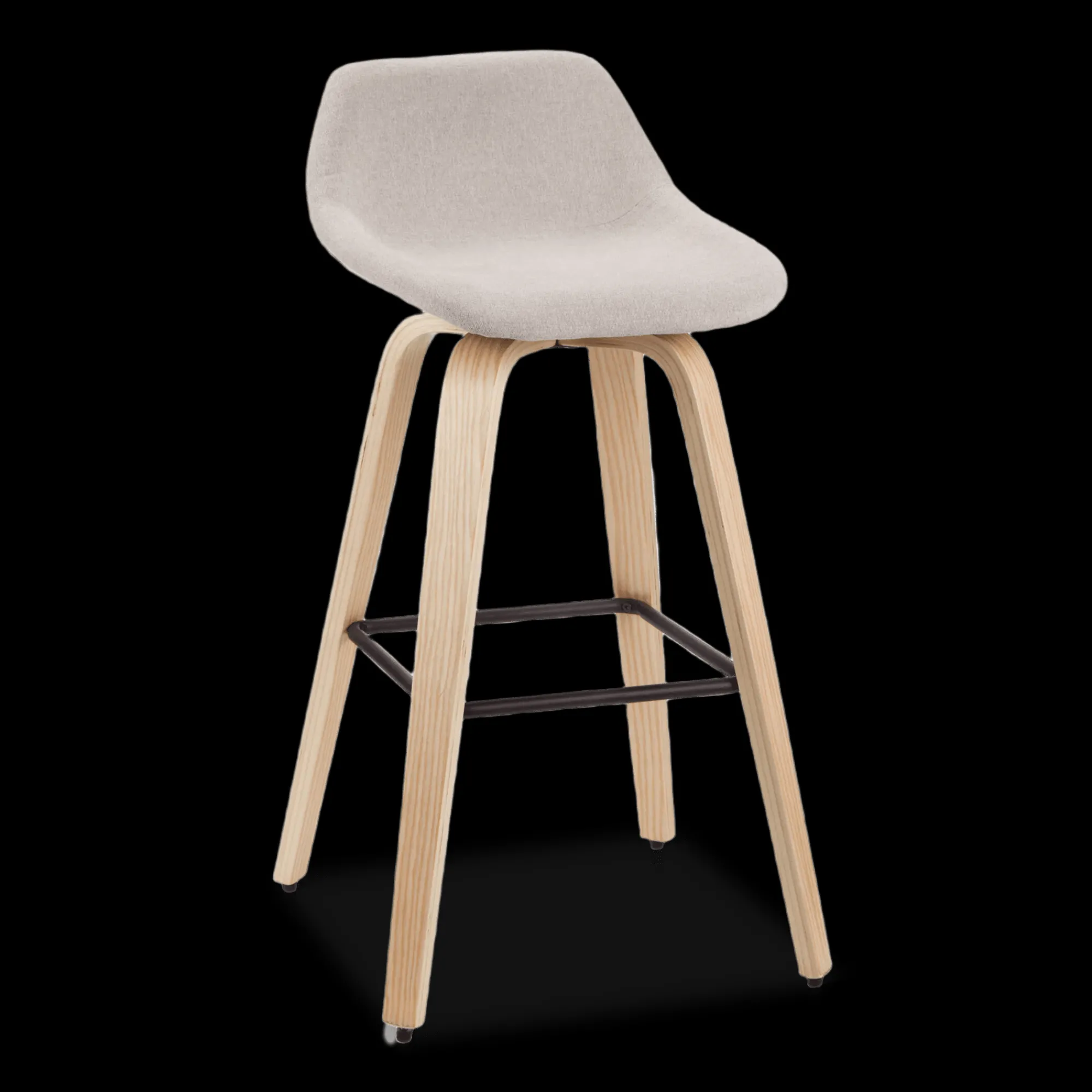 Bouclair Fabric and Natural Wood Stool* Furniture Accessories|Bar & Counter Stools