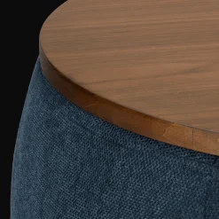 Bouclair Fabric and Walnut Ottoman* Entryway Benches Ottomans And Poufs|Ottomans & Benches