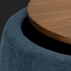 Bouclair Fabric and Walnut Ottoman* Entryway Benches Ottomans And Poufs|Ottomans & Benches