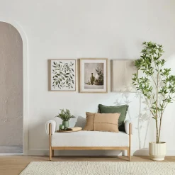 Bouclair Fabric and Wood Bench* Entryway Benches Ottomans And Poufs|Ottomans & Benches