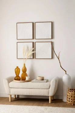 Bouclair Fabric and Wood Bench* Entryway Benches Ottomans And Poufs|Ottomans & Benches