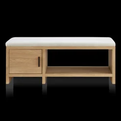 Bouclair Fabric and Wood Bench with Shoe Rack and Storage* Entryway Benches Ottomans And Poufs|Ottomans & Benches