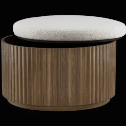 Bouclair Fabric and Wood Ottoman with Storage* Entryway Benches Ottomans And Poufs|Ottomans & Benches