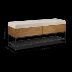 Bouclair Fabric Wood and Metal Storage Bench with Shoe Rack* Entryway Benches Ottomans And Poufs|Ottomans & Benches