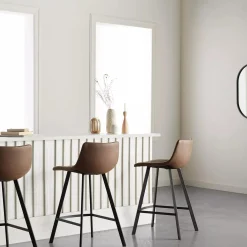 Bouclair Faux Leather and Metal Bar Stool* Furniture Accessories|Bar & Counter Stools