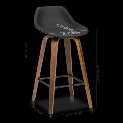 Bouclair Faux Leather and Walnut Wood Bar Stool* Furniture Accessories|Bar & Counter Stools
