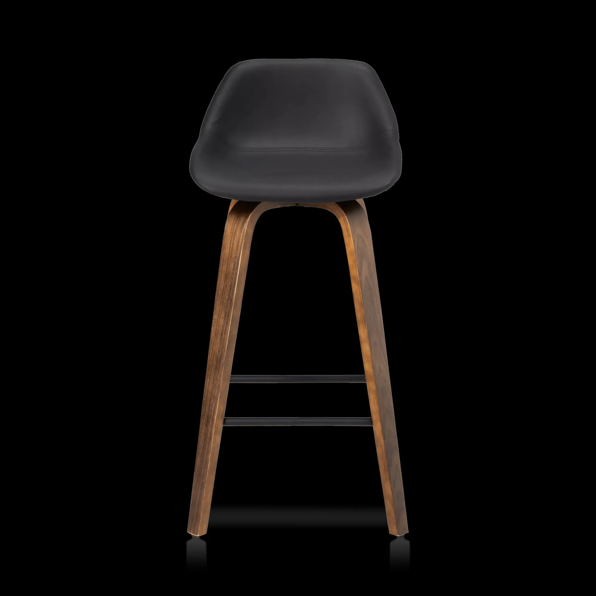 Bouclair Faux Leather and Walnut Wood Bar Stool* Furniture Accessories|Bar & Counter Stools
