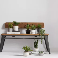 Bouclair Faux Rattan Ceramic Pot with Artificial Plant* Artificial Plants