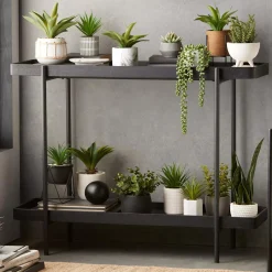 Bouclair Faux Rattan Ceramic Pot with Artificial Plant* Artificial Plants