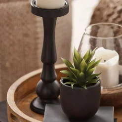 Bouclair Glass and Wood Candle Holder* Home Decorative Items & Objects|Candles & Candle Stick Holders