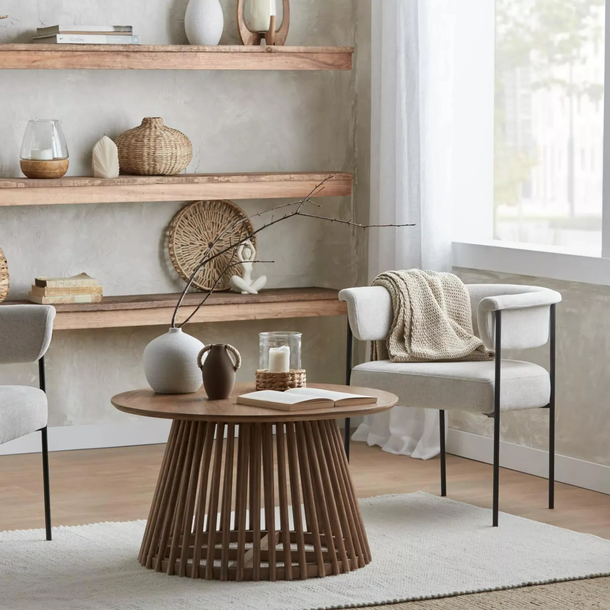 Bouclair Glass and Wood Candle Holder* Home Decorative Items & Objects|Candles & Candle Stick Holders