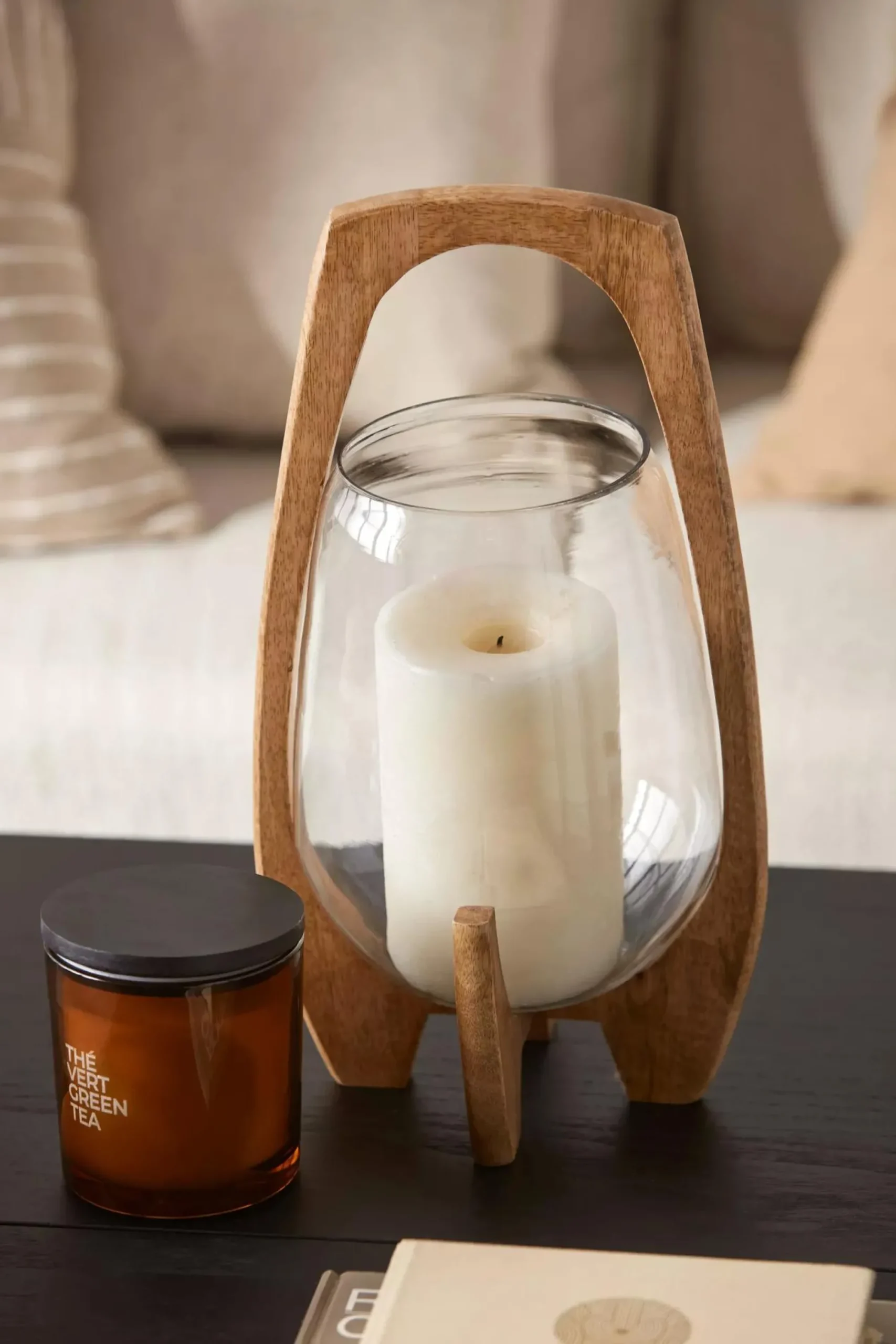 Bouclair Glass Candle Holder with Wooden Base* Home Decorative Items & Objects|Candles & Candle Stick Holders