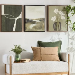 Bouclair Green Abstract Framed Art* Oil Paintings