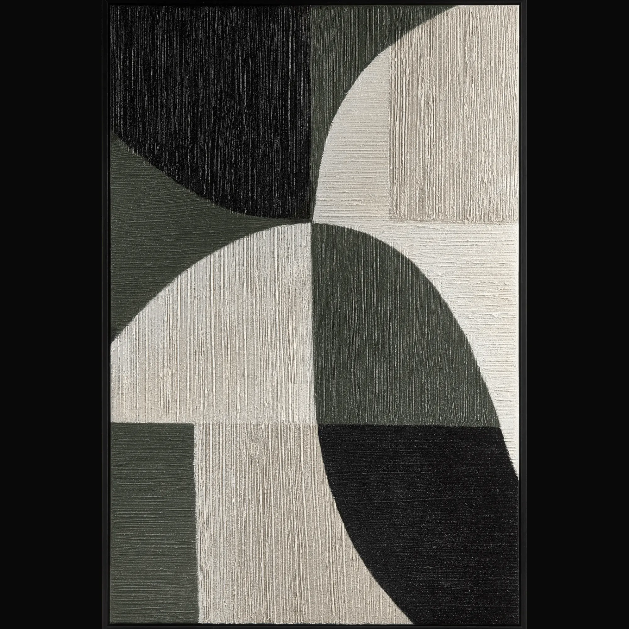 Bouclair Green Color Block Abstract Framed Art* Oil Paintings