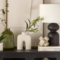 Bouclair Green Ribbed Glass Table Vase* Modern Decorative Vases|Home Decorative Items & Objects